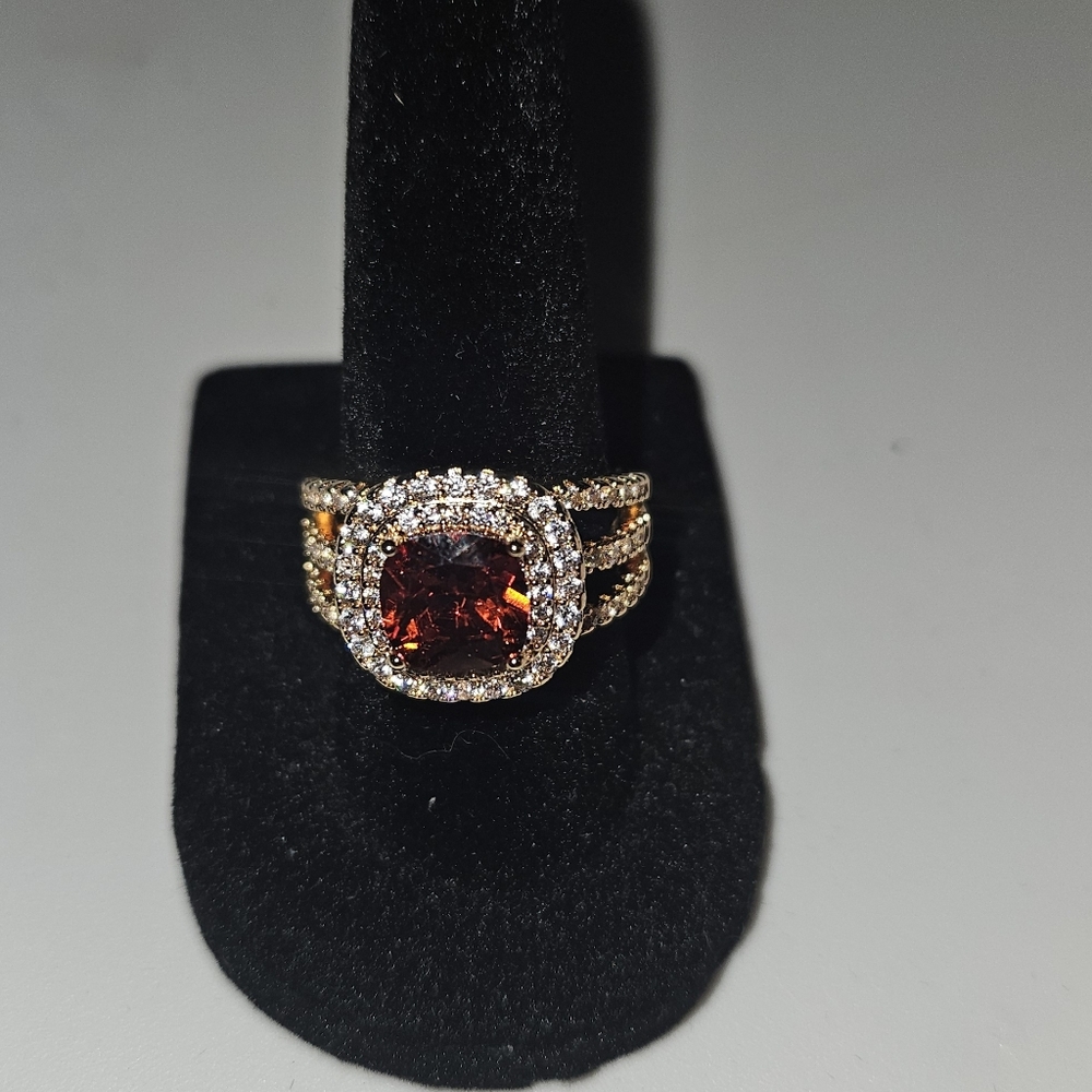 QVC Diamonique Elegant Red Gold Women's Ring